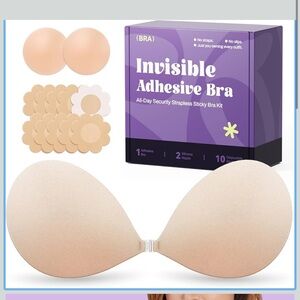 NWT Invisible Ultra Adhesive Bra for Backless Dress Cleavage Bra Lift Size C Cup